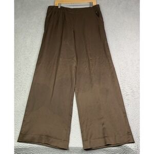 New Tommy Bahama Pants Womens Size 12 Brown 100% Silk Wide Leg Dress Slacks